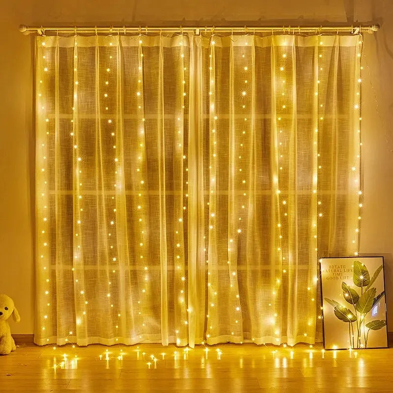 Luz de Cortina Led para Decoração para Natal - 8 Modos de Iluminação