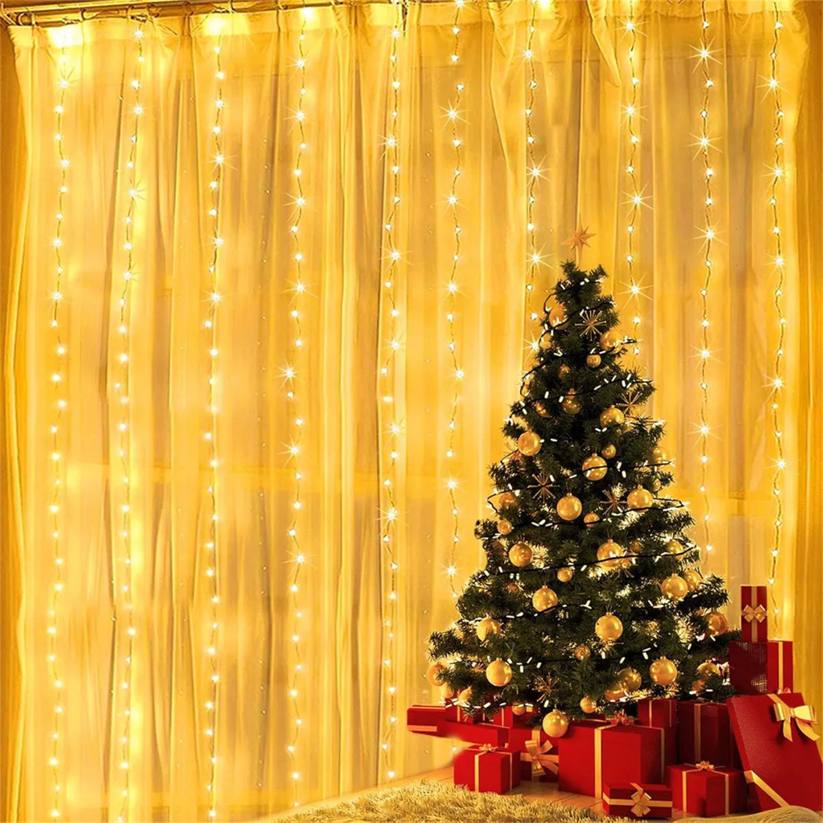 Luz de Cortina Led para Decoração para Natal - 8 Modos de Iluminação