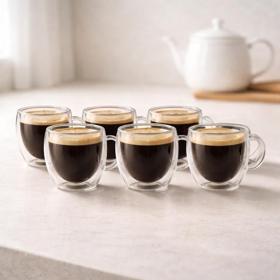 Transparante Dubbelwandige Glazen Kopjes – 150 ml, Voor Thee, Koffie en Melk