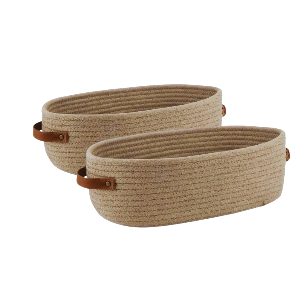 Praktische Ovale Katoenen Mand – Bewaar Kleding & Speelgoed