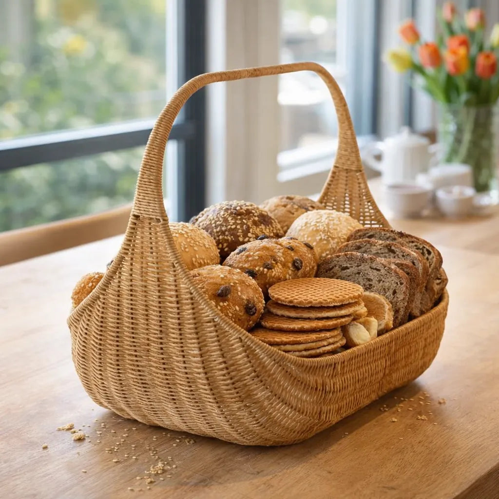 Handgevlochten Rotan Brood- & Fruitmand – Voor Tafel & Serveren