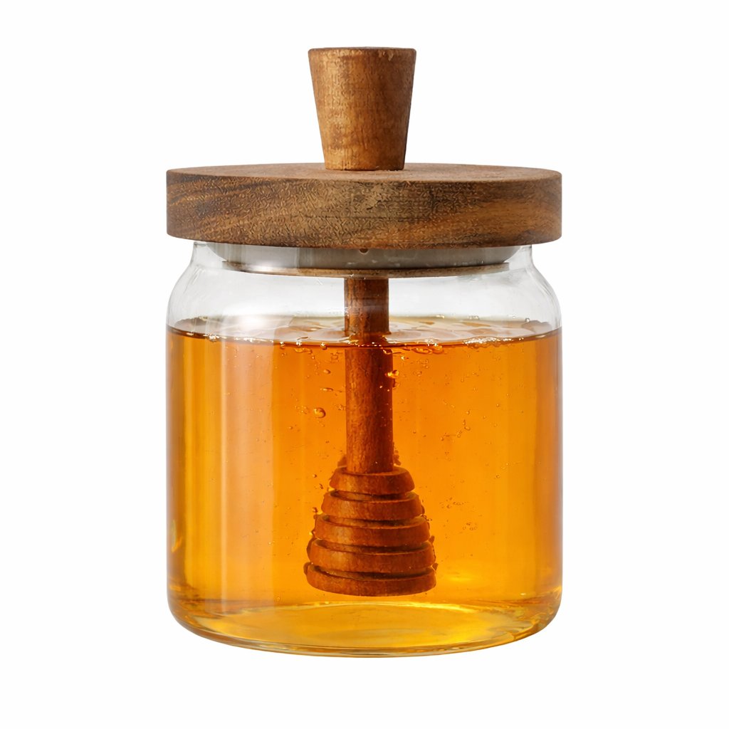 Glazen Potten voor Honing & Siropen – Met Lepel & Deksel
