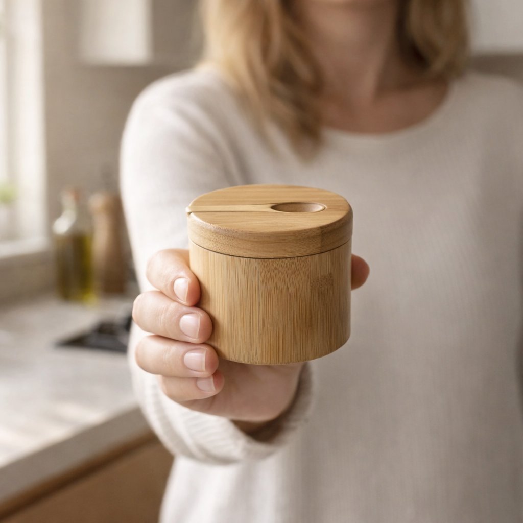 Houten & Bamboe Kruidenbakjes met Deksel – Stijlvolle Tafelorganisatie (1 stuk)